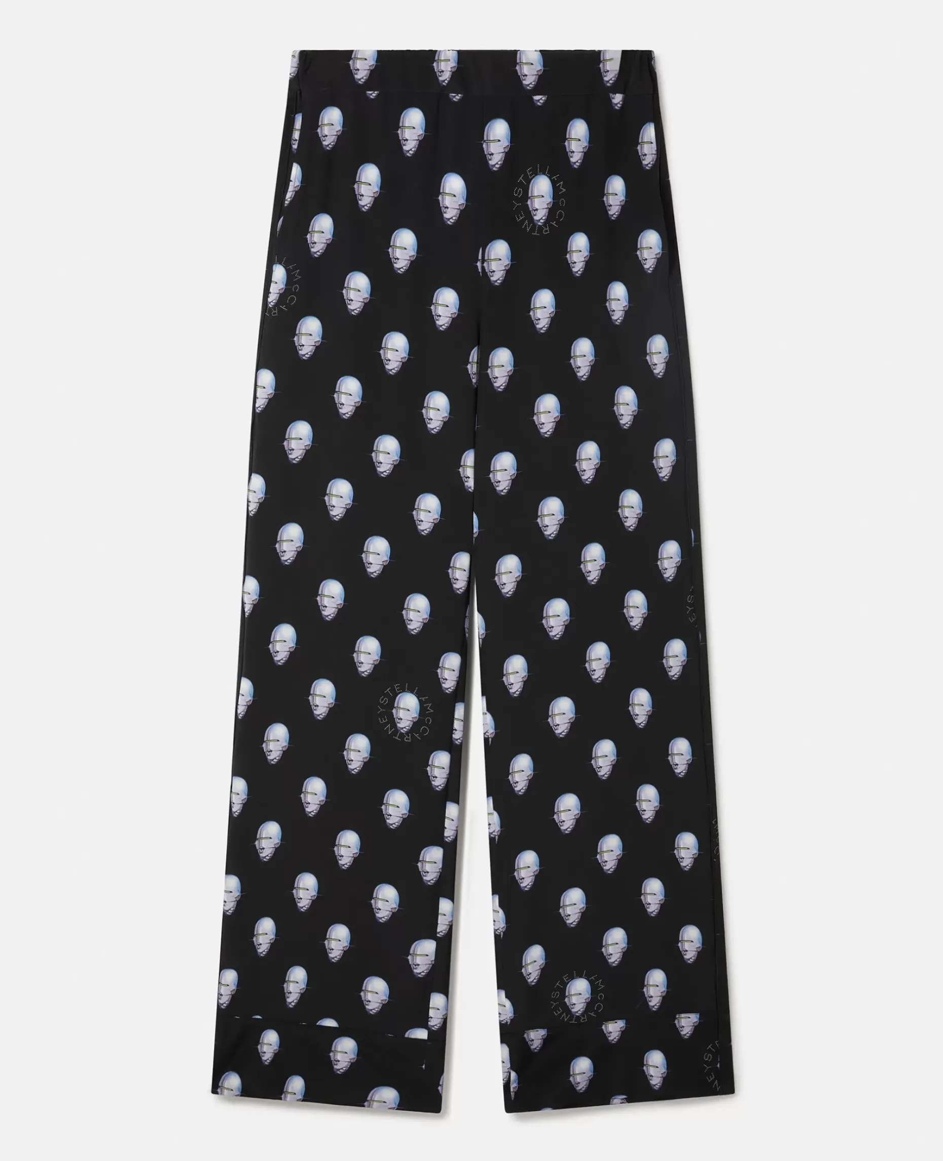 Sexy Robot Print Crepe De Chine Pyjama Trousers