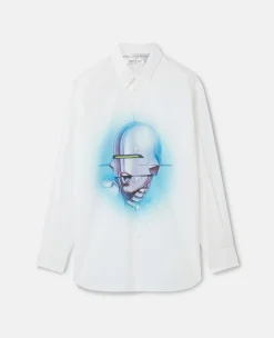 Sexy Robot Print Organic Cotton Boyfriend Shirt