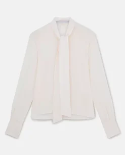 Silk Crepe De Chine Pussybow Shirt