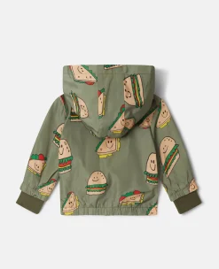 Silly Sandwich Print Hooded Jacket