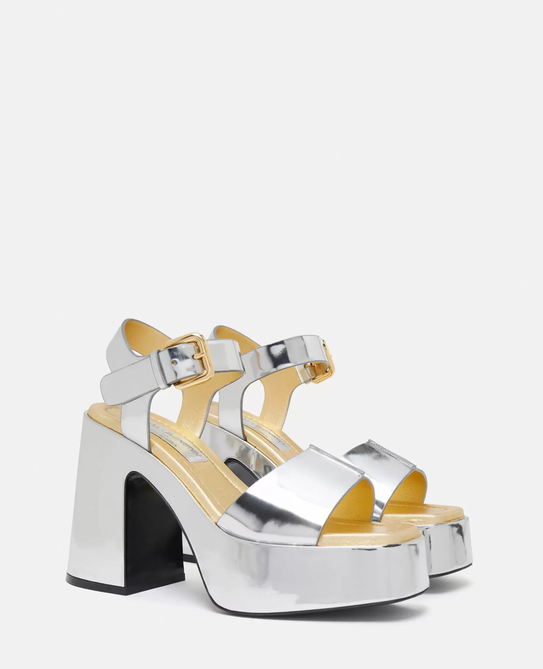 Skyla Double-Chromatic Mirrored Platform Sandals