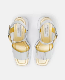 Skyla Double-Chromatic Mirrored Platform Sandals