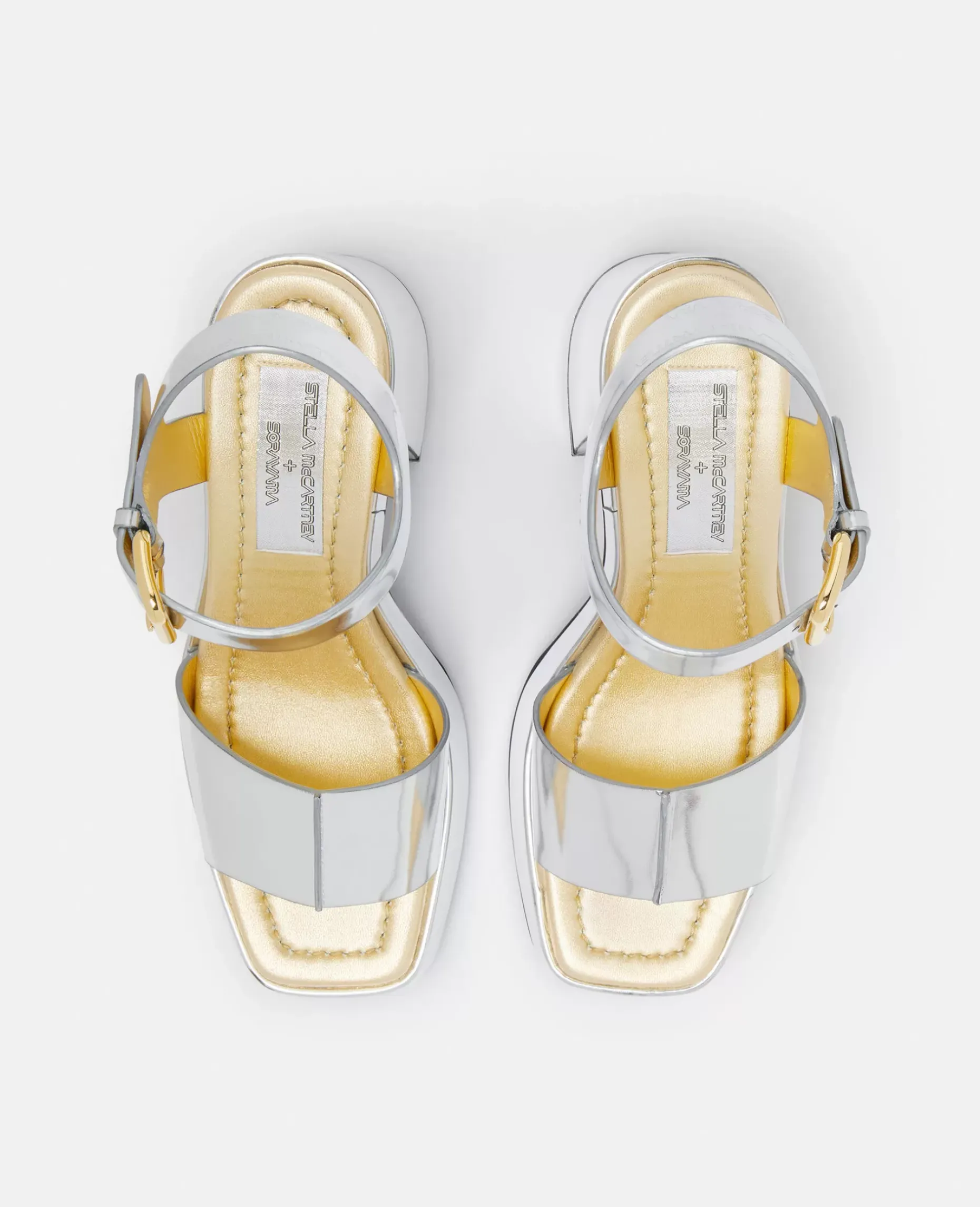 Skyla Double-Chromatic Mirrored Platform Sandals