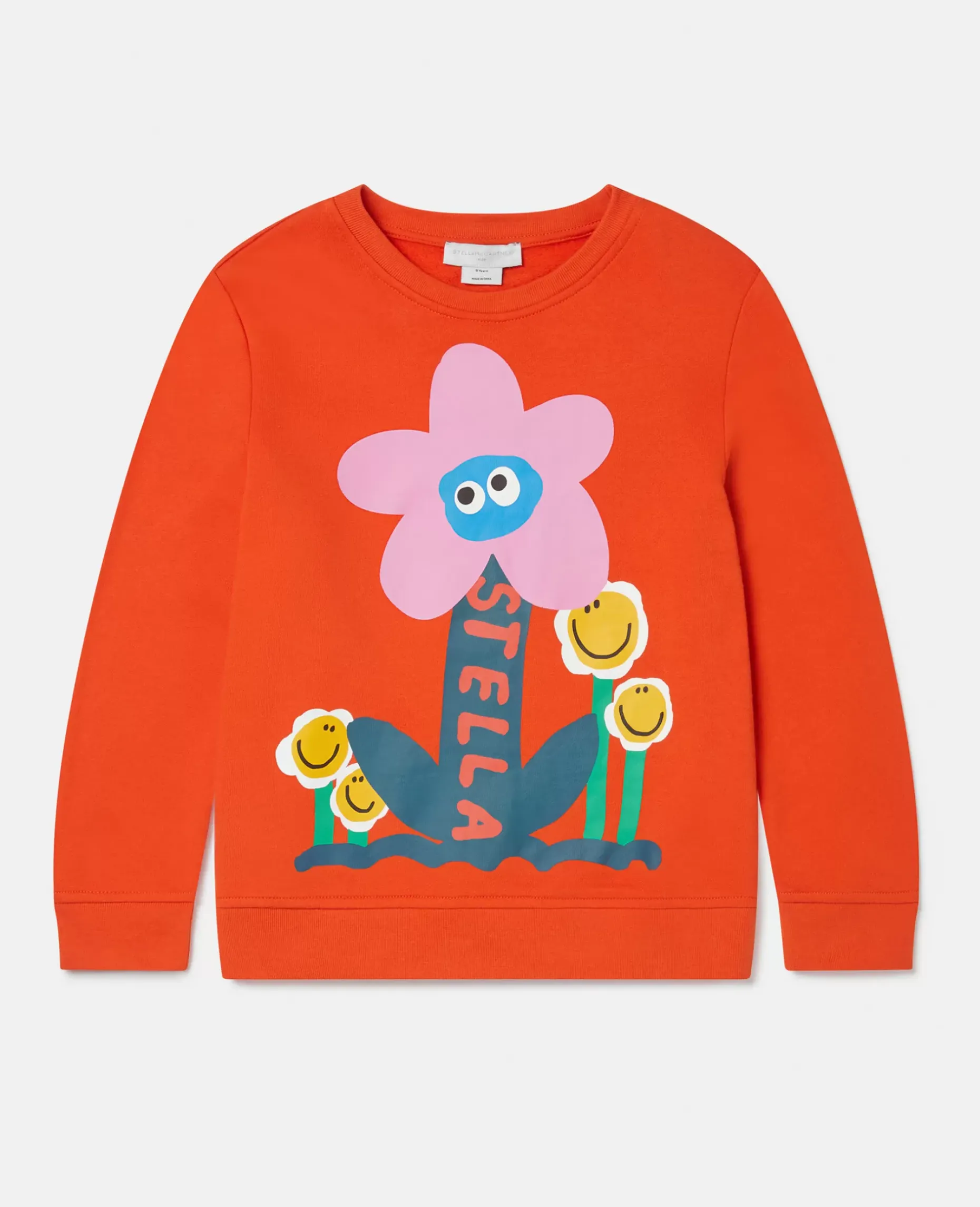 Smiling Flower Motif Sweatshirt