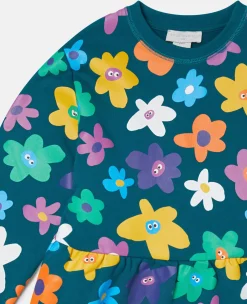 Smiling Flower Print Jersey Dress
