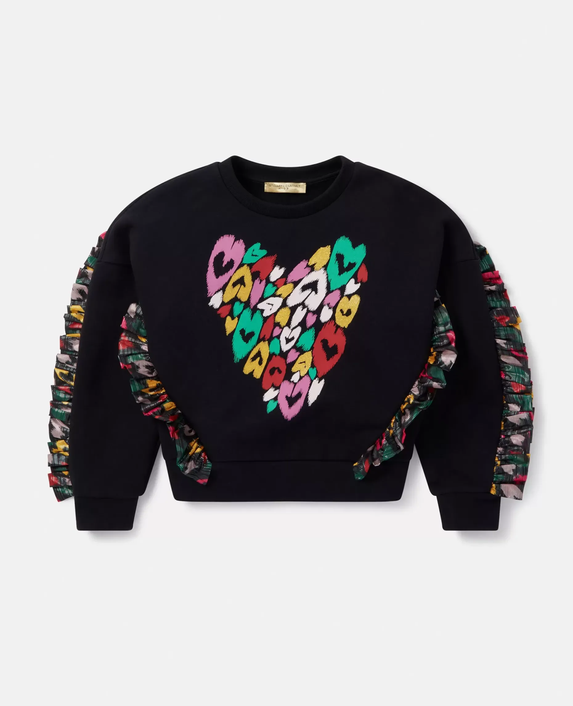 Smudged Heart Print Fringed Sweatshirt