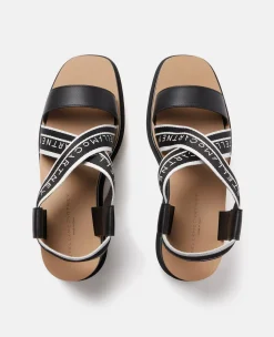 Sneak-Elyse Striped Platform Sandals