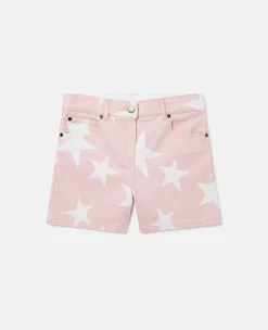 Star Print Denim Shorts