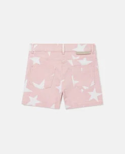 Star Print Denim Shorts