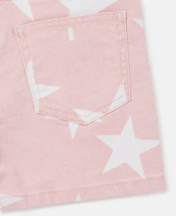 Star Print Denim Shorts