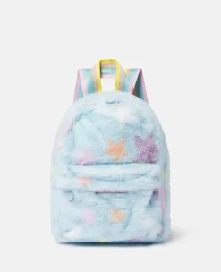 Star Print Fluffy Backpack