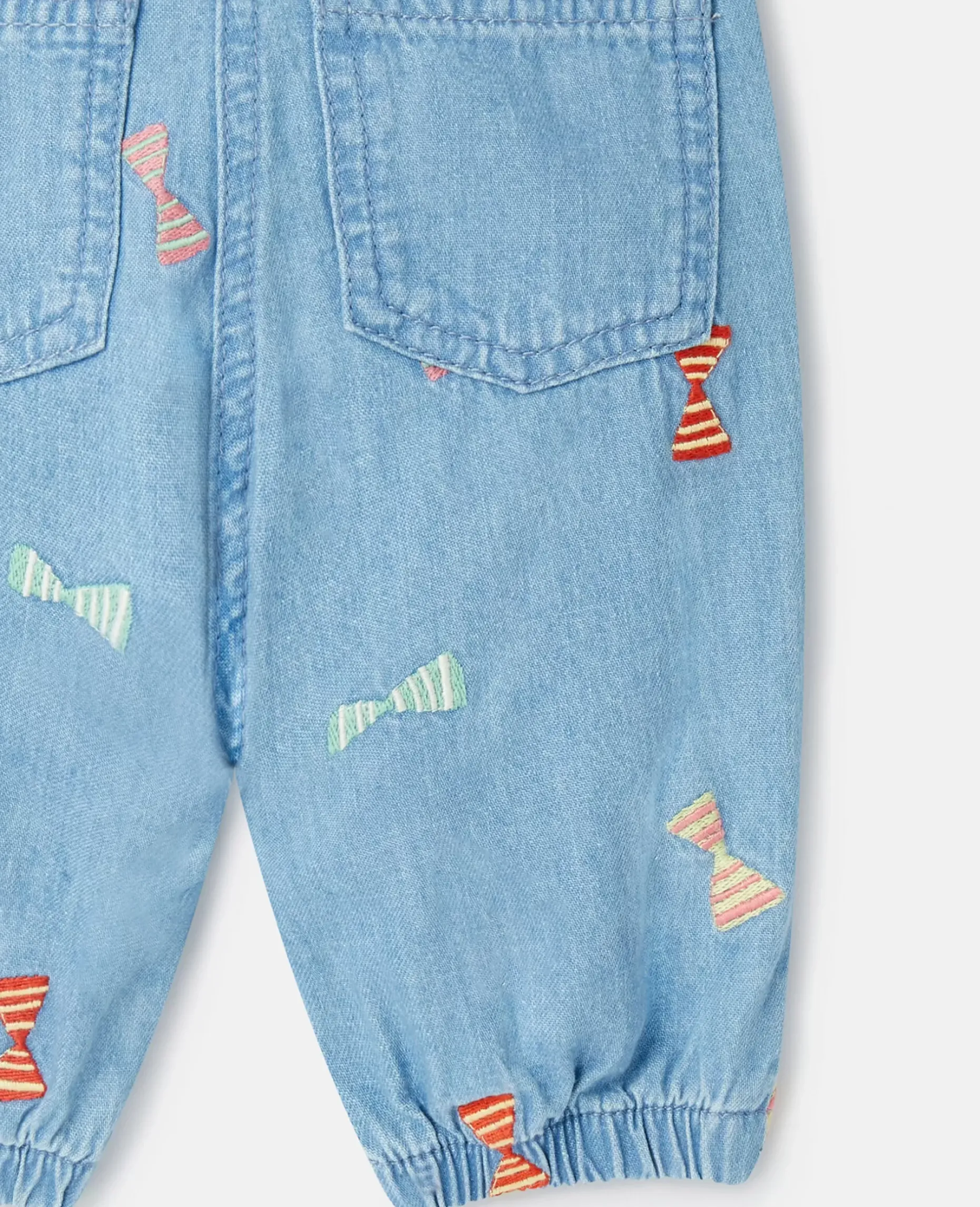 Striped Bow Print Baby Jeans