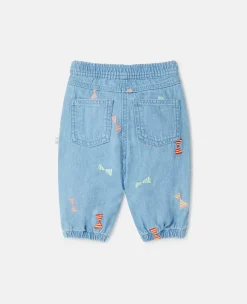 Striped Bow Print Baby Jeans