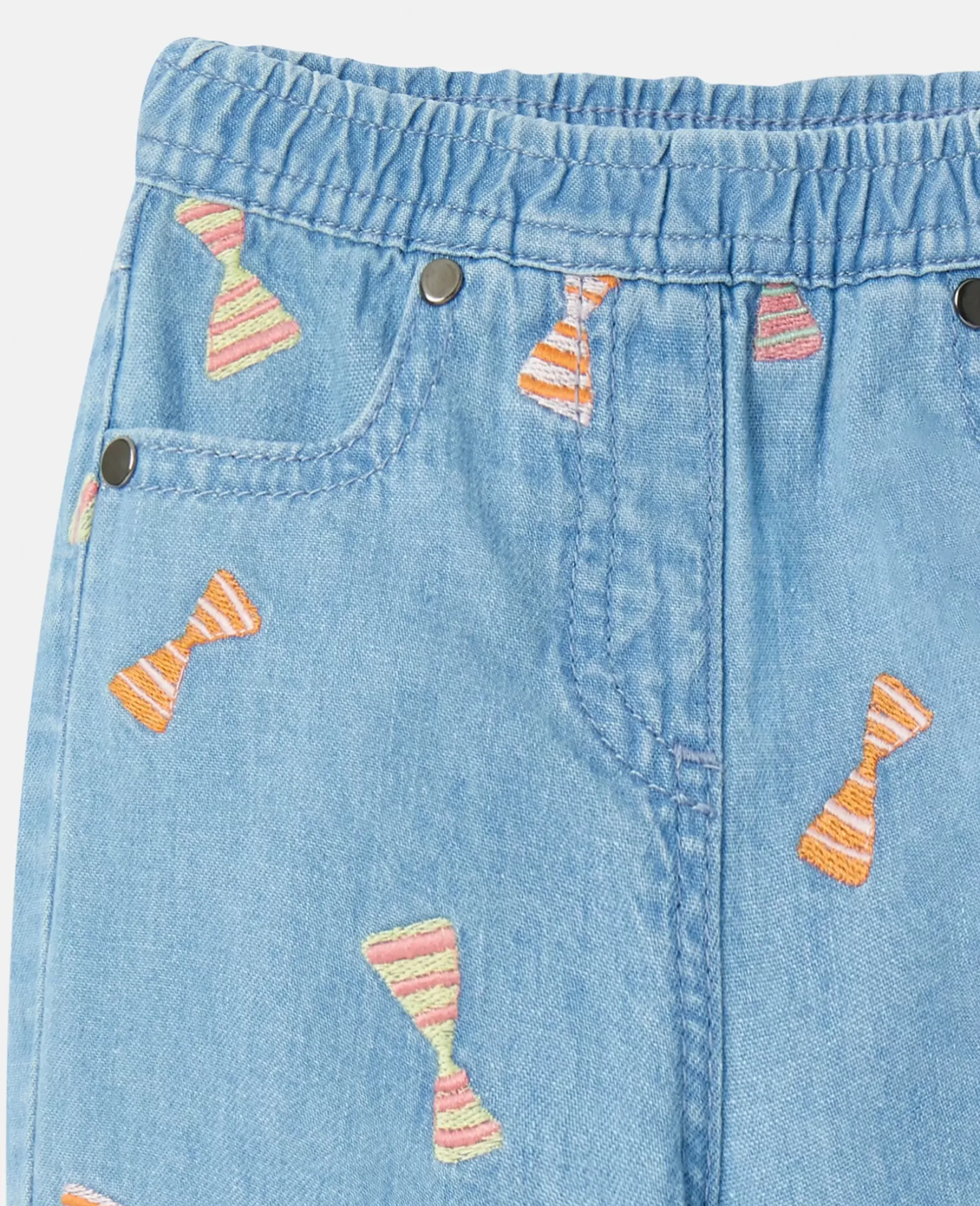 Striped Bow Print Baby Jeans