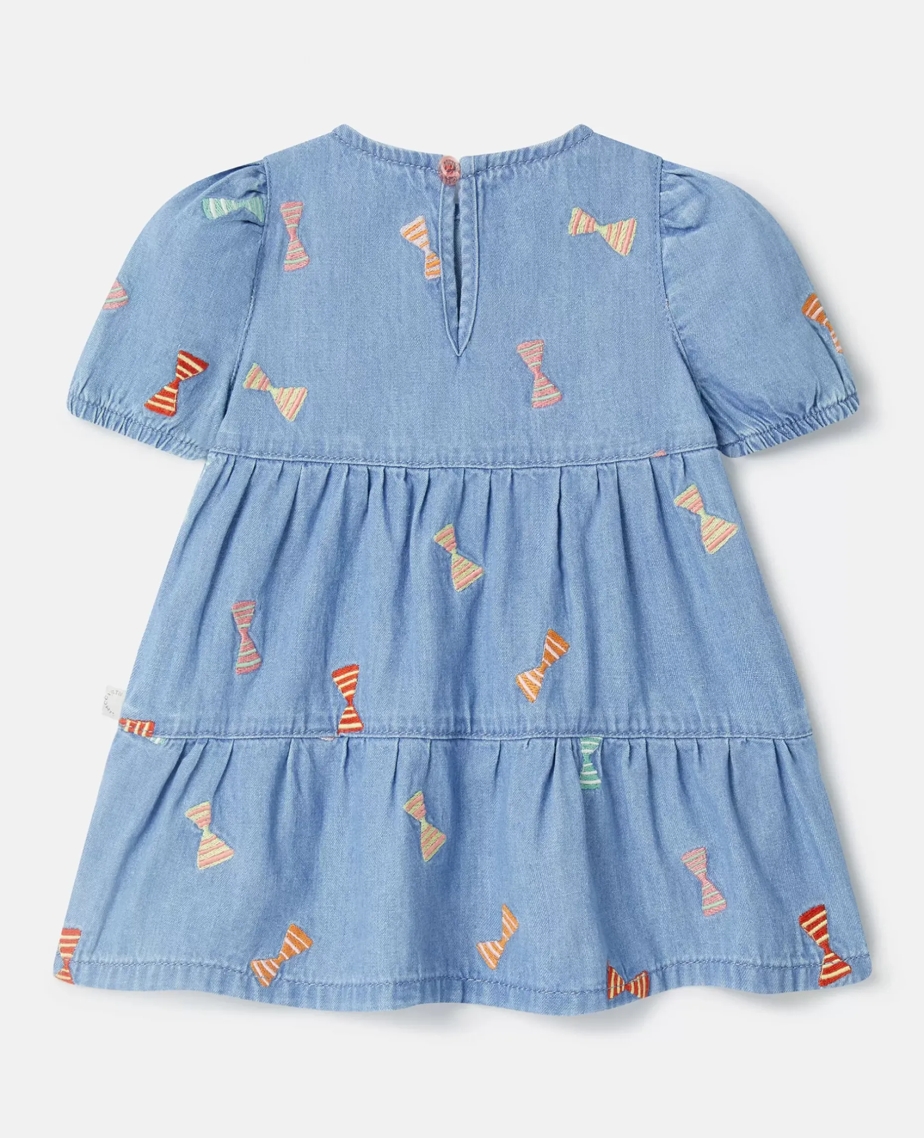 Striped Bow Print Denim Dress