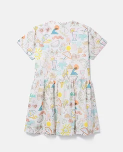Summer Doodles Print Shirt Dress