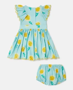 Sunflower Print Sleeveless Dress And Bloomers Set