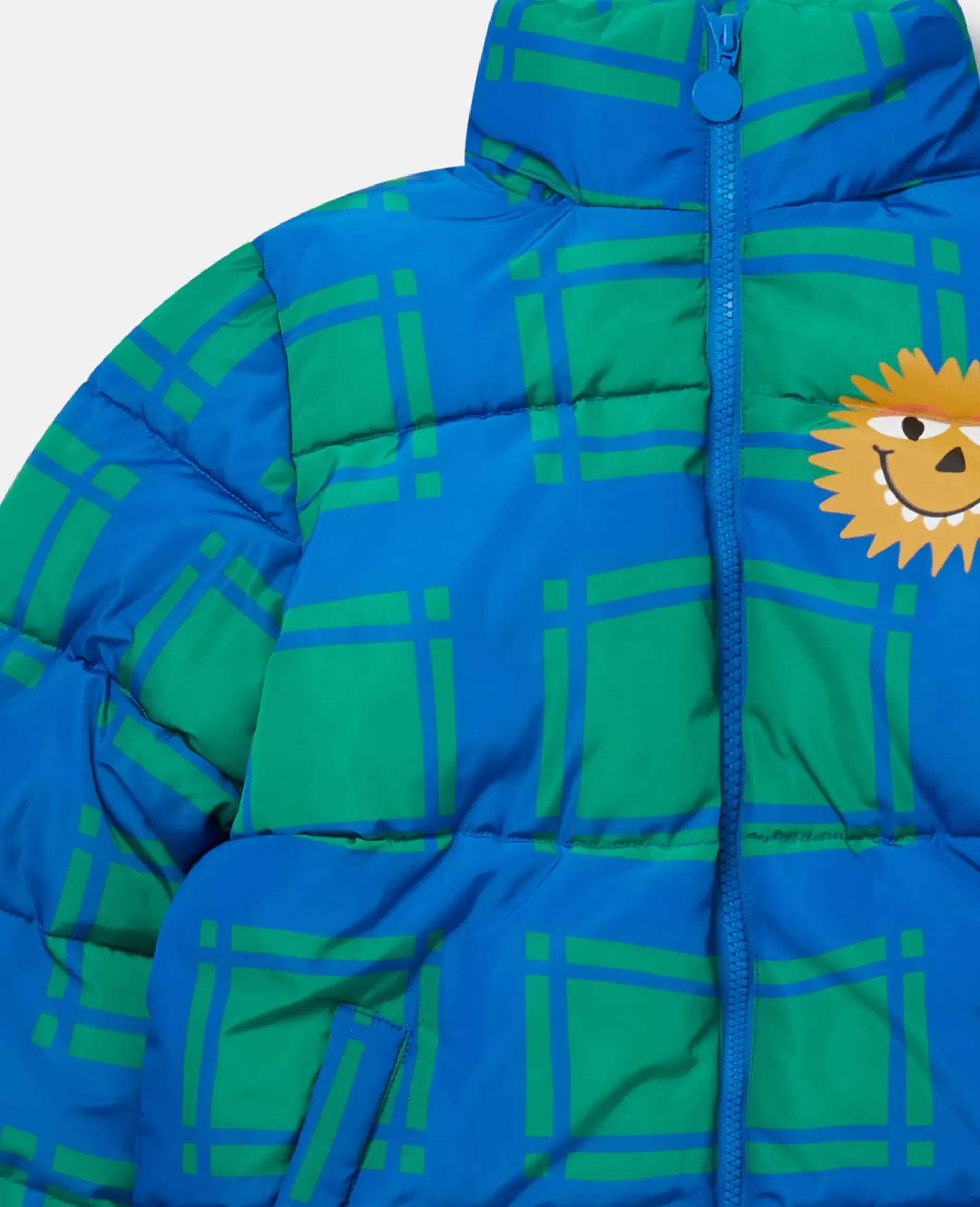Sunshine Face Checked Puffer Coat