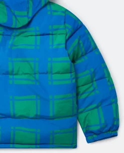 Sunshine Face Checked Puffer Coat