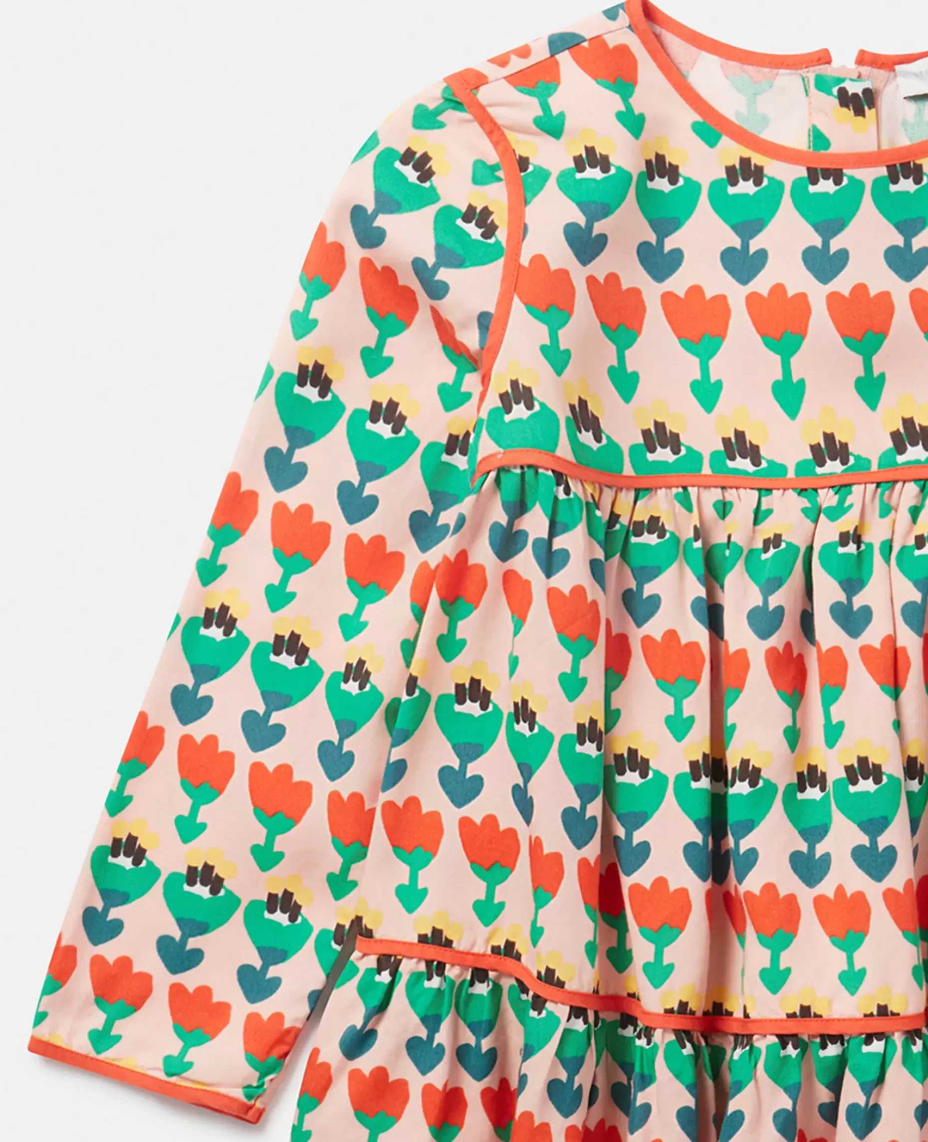 Tulip Print Layered Jersey Dress