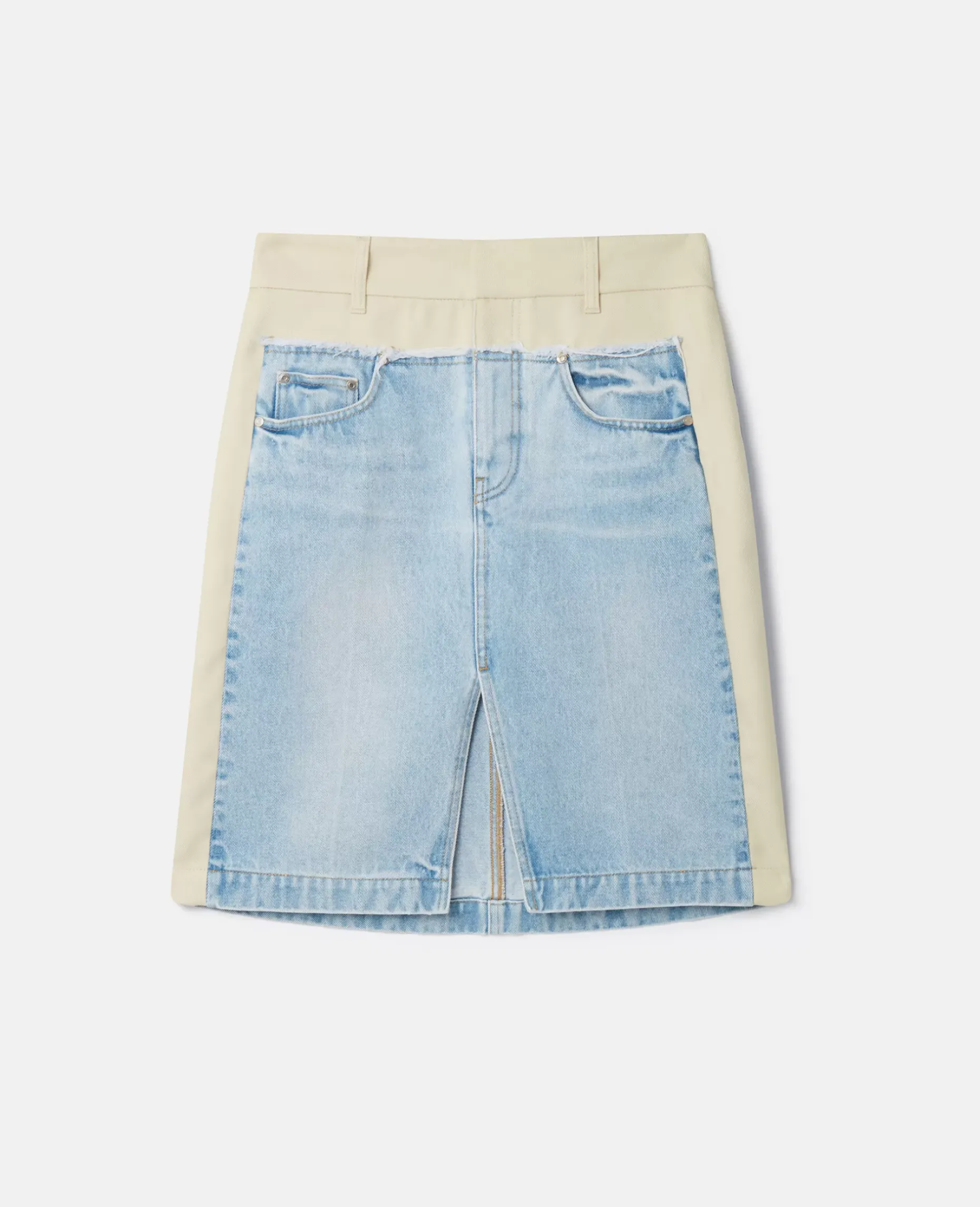 Two-Tone Panelled Denim Skirt
