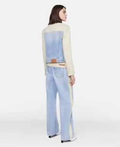 Two-Tone Panelled Straight Leg Jeans