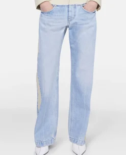 Two-Tone Panelled Straight Leg Jeans