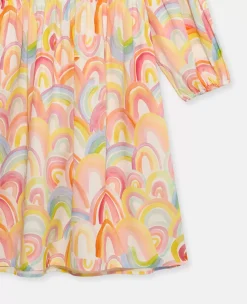 Watercolour Rainbow Print Skater Dress
