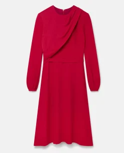 Wrap Front Twill Midi Dress