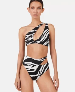 Zebra Print Cut-Out Bikini Top